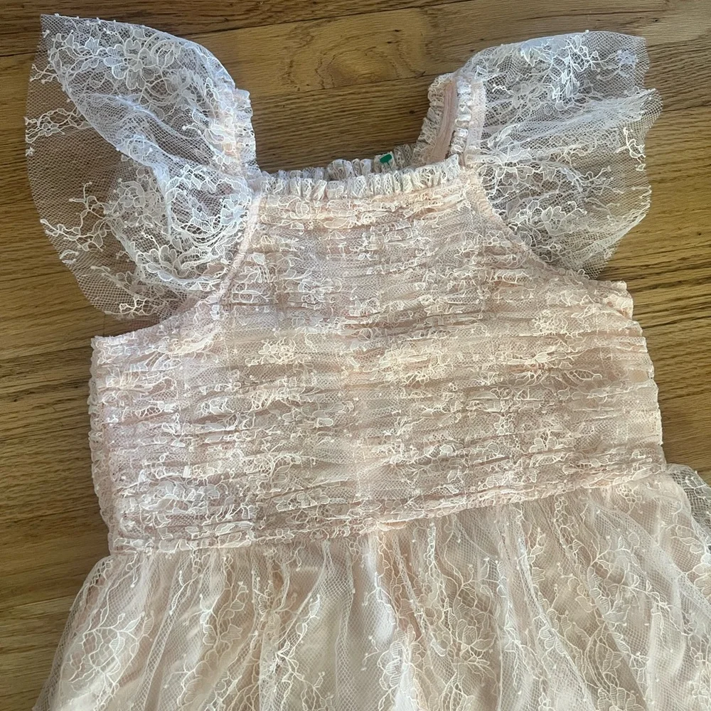 Doen Delicate Blush Lace Kids Dress - Picture 2 of 4